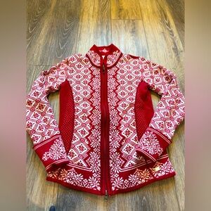 Dale of Norway Red and White Patterned Sweater Small Superior Quality